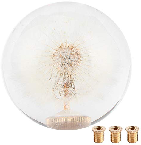 EVGATSAUTO Schaltknauf, 2,8 Zoll Schaltknauf Crystal Real Dandelions Flowers Universal-Zubehör mit 3-Gewinde-Adapter