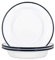 Argon Tableware White Deep Bowls - 19cm - Pack of 6 - Blue Metal Enamel Cereal Lightweight Camping Serving Bowls for Snacks, Pasta, Cereal, Salad