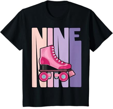 9. Geburtstag Mädchen süßes Rollschuh Roller 9 Jahre alt T-Shirt