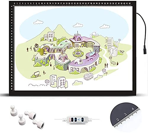 SMLJJDZ LED Leuchttisch A2 Licht Pad Ultradünne Leuchtplatte Tragbare Led Light Pad Zeichenbrett Mit Einstellbarer Helligkeit Für Künstler Malen Animation Skizzieren Entwerfen,A1