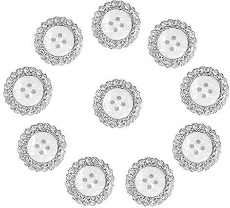 Kristall Strass Rund Knöpfe - Flache Rückseite Blume Knopf für Jacke, Schmuckherstellung, Kleidung, Taschen, Schuhe, Hochzeitskleid - Craft Nähen DIY 10 Stück
