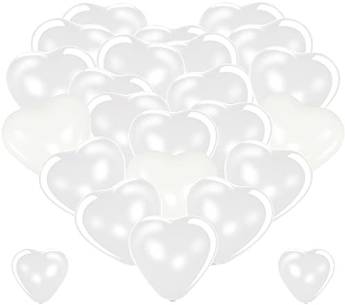 Premium Herzluftballons Weiß • 50 Stück • XL Größe 30cm • Die Ballons mit Herzform dienen als hochwertige Hochzeitsdeko, JGA Deko, Fasching, just married Deko. Helium geeignet • 100% Naturlatex