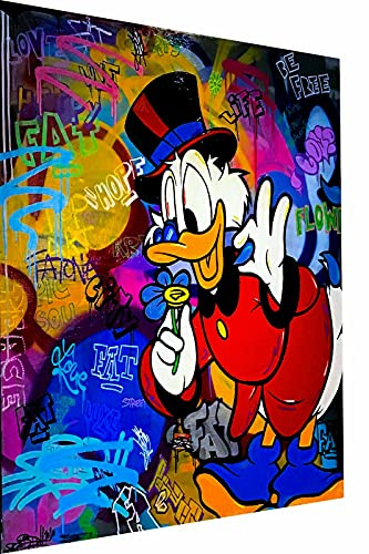 Magic Canvas Art Pop Art Donald Duck Blume Leinwandbild 1- teilig Hochwertiger Kunstdruck Wandbilder – B8070, Größe: 40 x 30 cm