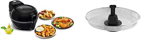 Tefal FZ7228 ActiFry Extra Heißluftfritteuse (1550 Watt, Kapazität: 1,2 kg, Rührarm System, wenig bis kein Öl notwendig) Schwarz & XA7012 ActiFry Garkorb Zubehör