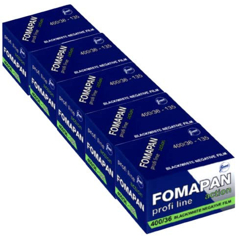 Pack of 5 FOMAPAN Action 400 ASA 135/36 Film 35 mm BLACK+WHITE