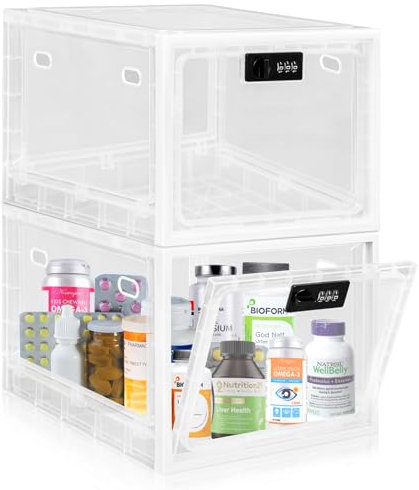 Gemaxvoled Abschließbare Box– Transparente Medikamentenbox zur Kindersicherung, Handy-Sperre & Snack-Kontrolle – BPA-freies Material, 12,6 Liter Fassungsvermögen, stapelbar & belüftet