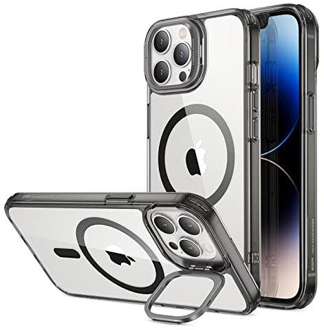 ESR for iPhone 14 Pro Max Case, Compatible with MagSafe, Military-Grade Protection, Built-In Camera Ring Stand, Classic Kickstand Magnetic Case for iPhone 14 Pro Max 6.7 inch, Clear Black