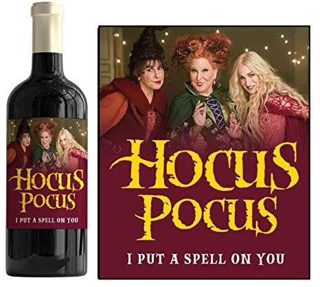 SMARTEKMEDIA Halloween Hocus Pocus I Put a Spell on You Personalised Customised Gift Wine Bottle Label Sticker SMBL034