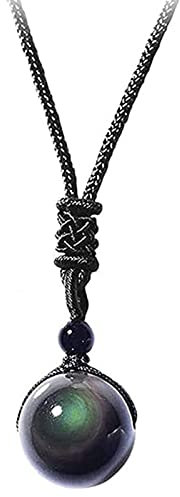 Pologmase Regenbogen-Augen-Obsidian-Halskette | obsidian-Magnetfeldtherapie-Halskette mit Regenbogen-Augen-Thermotherapie