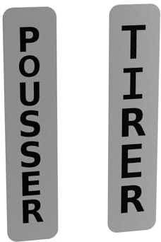 Pousser Tirer pousser tirer pour les portes. Acrylique argentée avec écriture noire et support adhésif. Parfait pour les magasins, les cafés, les entreprises, les hôtels et les restaurants.