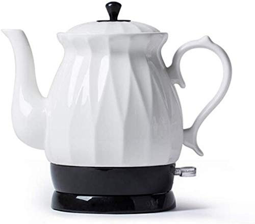 Hokcus Tetera eléctrica de cerámica, estilo retro, 1,7 L, sin BPA, apagado automático, base extraíble, hervir en seco, 1350 W