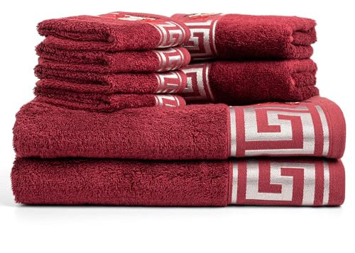 B&Z Luxury Set Asciugamani da bagno Bordeaux 500gr pregiato BAMBOO e Cotone, 2 teli doccia 4 asciugamani viso 2 panni bidet, SUPER assorbenti SOFFICI - telo mani ospiti palestra certificati oekotex