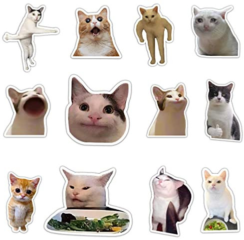 Pounchi Funny Cat Fridge Magnet (12 Pcs) Funny PVC Magnetic Sticker, Flexible Reusable Decorations for Office Cabinets Fridge Locker Teens