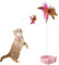 VIKY Interaktives Katzenspielzeug,Selbstbeschäftigung Cat Toys, Katzenspielzeug Interaktiv Angel mit Feden, Silikonkragen Katzenspielzeug Set für Kätzchen,Katzenspielzeug Intelligenz Zubehör