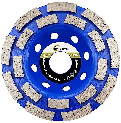 Mola a Tazza Diamantata 115mm - Doppia Fila Disco Smerigliatrice per Lucidatura e Pulizia Granito Marmo Calcestruzzo Muratura Pietra Artificiale per Smerigliatrice Angolare SANLEETEK
