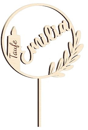 Personalisierbarer Cake Topper Kuchendeko Tortenstecker aus Holz und Acryl zur Taufe - Einzigartige Verzierung für den besonderen Tag, Material wählen:Birke Multiplex