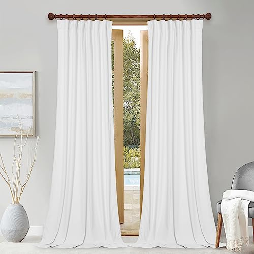 StangH White Velvet Curtains 108 inches Long - Luxury Light Dimming Window Curtains Backdrops for Wedding/Party, Privacy Sliding Door Panels for Living Room, W52 x L108, 2 Panels | Back Tab, 300GSM Thermal Insulated, Window Drapes for Daughter Bedroom, Sliding Door, Home Office, Setting Room, Guest Room