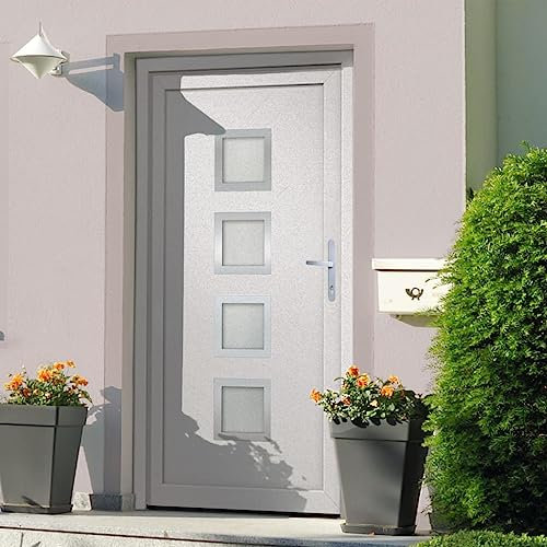 Festnight Haustür Eingangstüren Nebeneingangstür Weiß außen/Weiß innen 108x208 cm PVC Tür Mit Zarge Komplett,Eingangstür, Wohnungstür,Verstellbare Scharniere (Rechts + Türgriff)