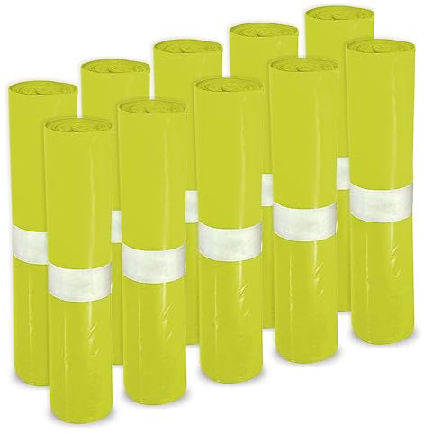 Wisch-Star Müllbeutel 120l in Gelb, 10 Rollen à 25 Stück, Mülltüten groß 700x1100mm extra stark, reißfeste und stabile Abfallsäcke, Schwerlast Müllsäcke