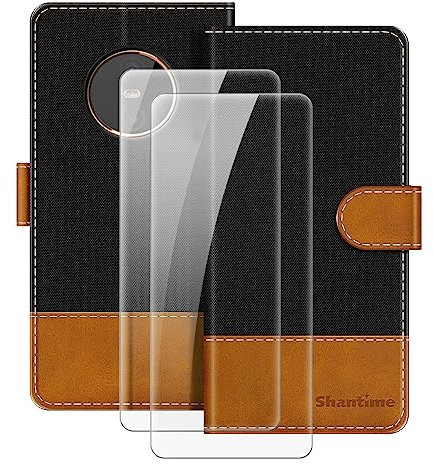 MILEGAO Lederhülle für Gigaset GX6 magnetische Handyhülle mit Brieftasche und Kartensteckplatz + [2 Stück] Displayschutzfolie aus gehärtetem Glas für Gigaset GX6 Pro (6.6”)