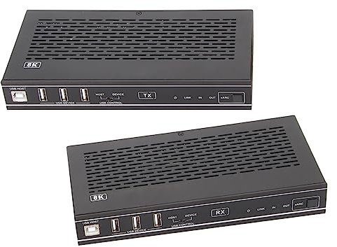 für HDMI Extender, HDP-EHC100U 8K HDMI USB über für Audio Video Extender Adapter, Unterstützt HDMI 2.1, HDCP 2.3, für 3.0 und Bidirektionales POC