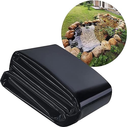 SEVSO Wasserdicht Teichfolie 3X3m 2X4m 4X5m 8X10m, Schwarz Flexible Membran Teichfolien Für Fischteiche, Bachläufe, Springbrunnen Und Wassergarten,8 * 9m