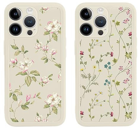 Yoedge 2 Stück Blumen HandyHülle für Apple iPhone 12 Pro Hülle Blume 6,1, Silikon Handy Hülle für iPhone 12 Pro Case 3D Flower Muster Aesthetic Mädchen Frauen Geschenk Schutzhülle Weiß Cover