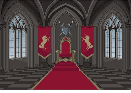 MIRRORANG 3x2m Hintergrund für mittelalterliche Burg Thron Zimmer Fotografie Hintergrund feierlich König Königreich roten Teppich Märchen Symbol der Rechte Fotostudio Requisiten, Vinyl