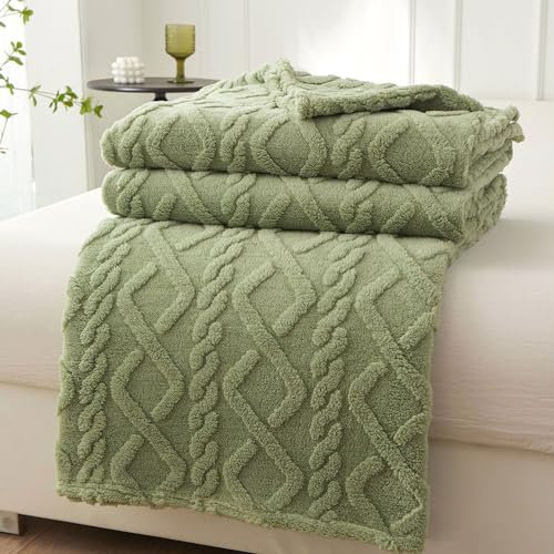 QOFLY Kuscheldecke Flauschig Decke Fleecedecke - Olivgrün Sofadecke Klein Wohndecke Couchdecke, 100x150cm Kinder Decke Sofa Weich, Leicht Sofaüberwurf Wohnzimmer