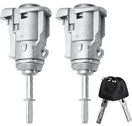 Hoypeyfiy 2PCS Front Left Right Door Lock Barrel Cylinder with Keys 604837167 604837168 Replacement for Golf Bora Polo Fox Replacement for A6 Replacement for Skoda Fabia