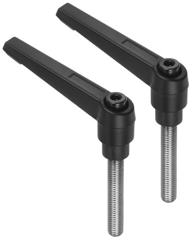 QUARKZMAN 2 Stück Klemmhebel Griff M8 x 45mm Außengewinde Schraube Edelstahl 304 mit Zinklegierung Verstellbare Handgriff Spannhebel für Werkzeugmaschinen Schweißgeräte Druckgeräte, Schwarz