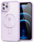 oakxco for iPhone 12 Pro Max Case Clear Magnetic Compatible with Magsafe, Thin Slim Transparent Non Yellowing, Hybrid Soft Silicone Bumper & Hard Plastic Cover for Women, Lavender Lilac Light Purple