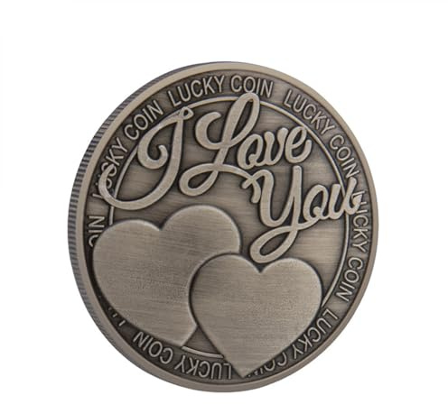 Pièce de monnaie porte-bonheur plaquée avec inscription « I Love You »