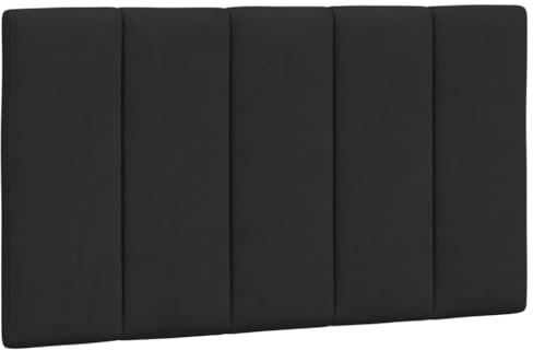 vidaXL Kopfteil Kissen Hanko, Kopfteilkissen mit Linien-Design, Bett Kopfkissen mit Klettverschlüssen auf Rückseite, Kopfteilpolster Kopfpolster, Schwarz 90cm Samt