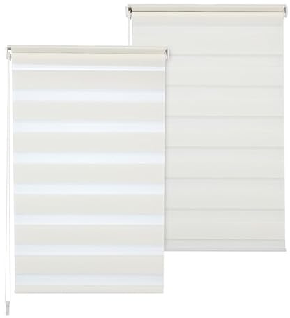 Doppelrollo DuoRollo Klemmfix ohne Bohren Seitenzug Fenster Rollo cremeweiß B 105cm (101cm Stoffbreite) x H 150 cm