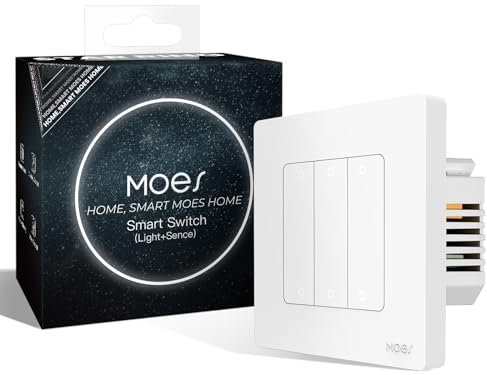 MOES Inteligente ZigBee Interruptor Conmutador con control de escena, Interruptor Fuego Cero, 3 bandas + 3 escenas inteligentes, compatible con Alexa/Google Home, requiere concentrador Tuya