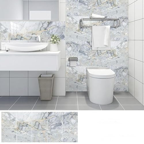 Pegatinas De Azulejos Mármol Gris Resistente Al Agua Pegatinas De Azulejos De Pared,Pared Cocina,Calcomanía De Pared Pegatina De Pvc Para Decor Azulejos Muebles Baño20X20Cm
