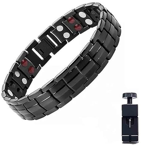 Orgrul Noruion Far-Infrarot-Ionen-Armband Magnetarmband Herren Mit Werkzeug Effektive Titan Magnetische Armbänder Magnetarmband Magnetbänder Für Herren Herrenarmband Längenverstellbar Mit (Schwarz)