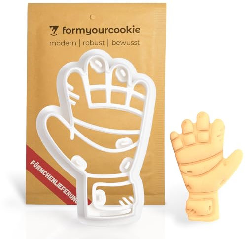 Handschuh Ausstechform für Kekse Plätzchen Fondant, hochwertige Fußball Torwarthandschuh Keksausstecher, 100% nachhaltig, detaillierte Keks Stempel, Ausstecher EM Ton, Keksschneider Formen EURO