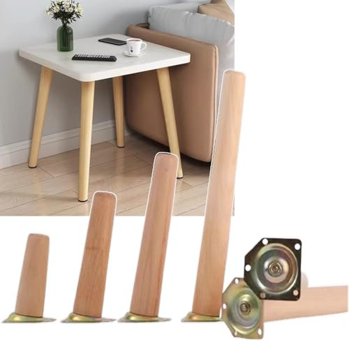 pingping1991 Lot de 4 Pied Meuble Bois,Pied de Table Bois de Remplacement Pied Table Basse Incliné pour Canapé Table Basse Fauteuil Table De Nuit Armoire etc