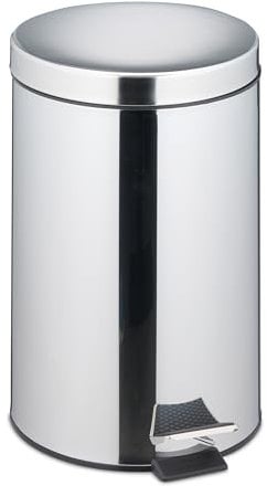 Relaxdays Poubelle de Cuisine, 20 litres, Acier Inoxydable, Seau Amovible, avec pédale, argentée