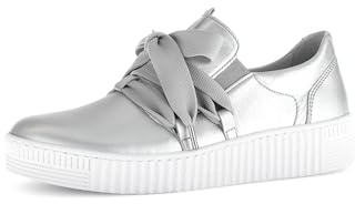 Gabor Damen Low-Top Sneaker, Frauen Halbschuhe,Best Fitting,Strassenschuhe,Sportschuhe,Freizeitschuhe,Turnschuhe,Laufschuhe,Silber,41 EU / 7.5 UK
