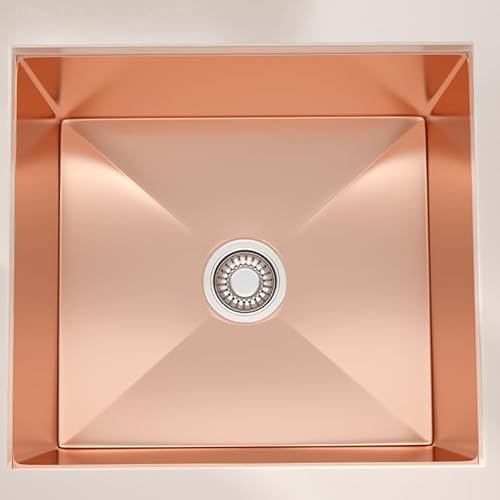 Fregadero dorados Cocina,1 Seno,Acero Inoxidable Fregadero Bajo Encimera o Sobre Encimera con Filtro de Drenaje [60X45CM-oro rosa]