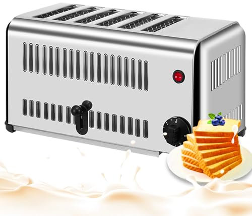 Commercial Toaster, Smart Toaster With Timer, 2 Browning Levels, Auto Stop, Countdown Timer, Long Slot Toaster With Detachable Crumb Tray, Small Kitchen Appliances Sandwich Toasters 6slice