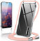 Coiwxmoi Coque avec Cordon pour Huawei P20 Pro 6.1, Collier Réglable Téléphone Étui Portable Lanyard Case Transparent Ultra Souple Silicone TPU Housse Antichoc Protection Cover pour P20 Pro, Or Rose