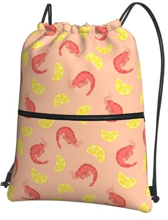 Trainingstasche Garnele Zitrone Süß Pink Tunnelzug Gymsack Große Kapazität Cinch-Tasche Mode Tasche Für Schwimmen Basketball Fußball 39X46Cm