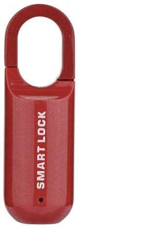cadena à empreinte digitale, verrou biométrique étanche et rechargeable USB, mémorise 10 empreintes,pour casier d'école, valise, bagage, salle de sport, armoire professionnelle, porte en fer (ROUGE)