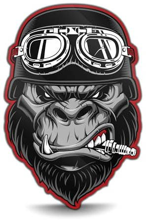 Biomar Labs® 1 adesivo in vinile per auto, moto, moto, caschi, finestre, tuning gorilla bikerin B 62