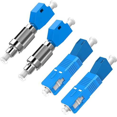 Duttek 2 PC FC Stecker auf LC Buchse Singlemode Adapter und 2 PC SC auf LC Adapter Singlemode 9/125um SM Hybrid Glasfaser Konverter für optische Leistungsmessgeräte, digitale Kommunikation 4er Pack