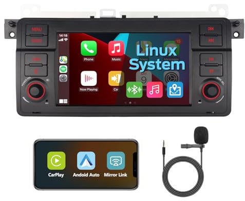 KTTCORLP Autoradio Mit Bildschirm für BMW E46 Navi 3 Serie 1999-2004, Apple Carplay, Android Auto, 2Din Bluetooth/FM/AM/USB/EQ/Touch Display 7 Zoll